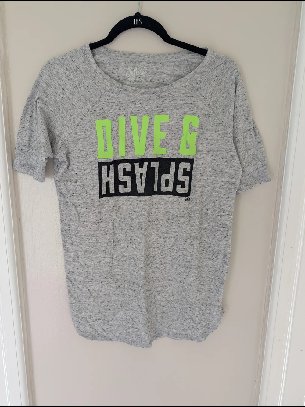Justice Gray Tee with Silver Logo Print